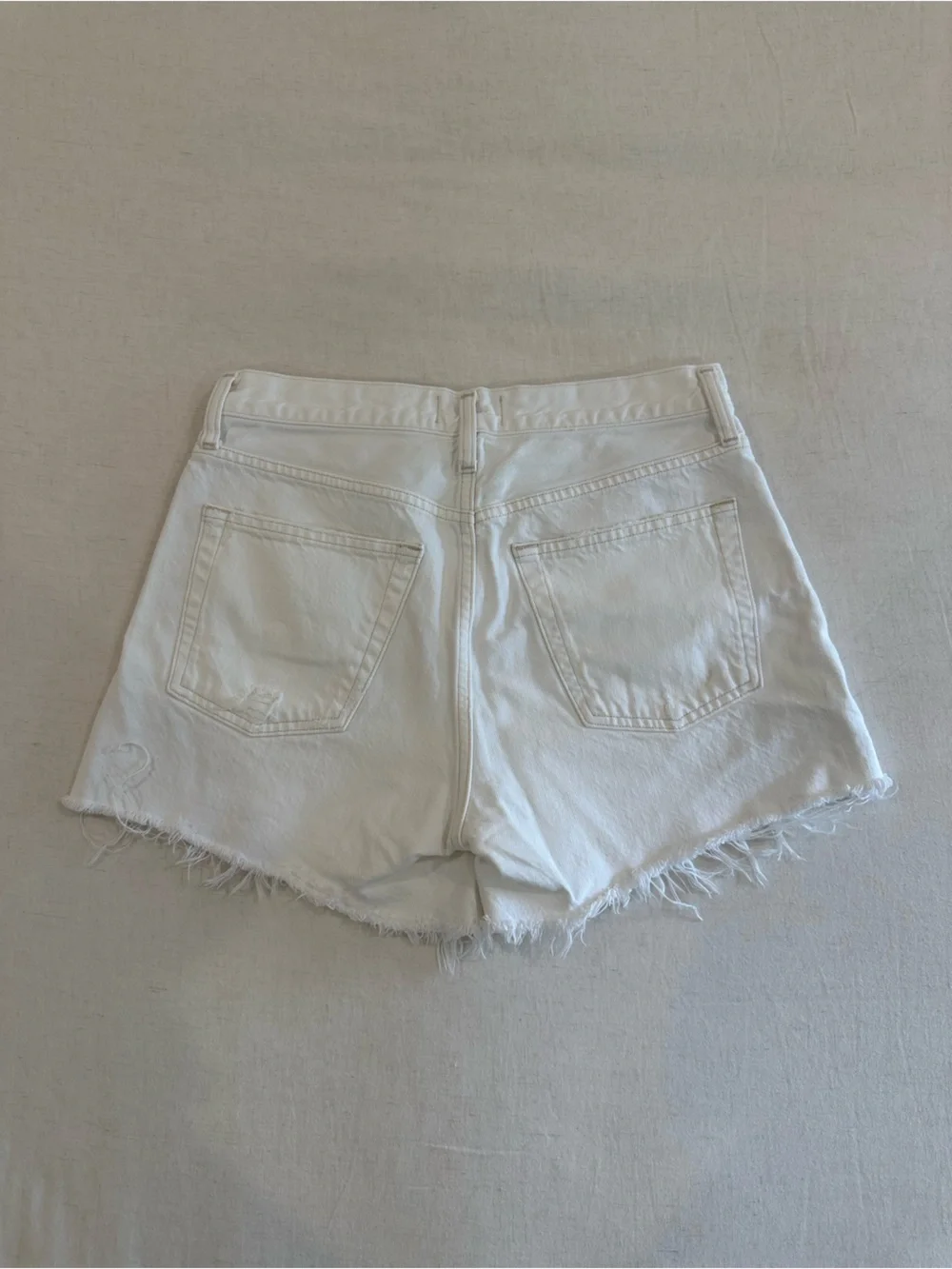 Agolde Parker long panna cotta White High-Rise Frayed Hem Jean Shorts